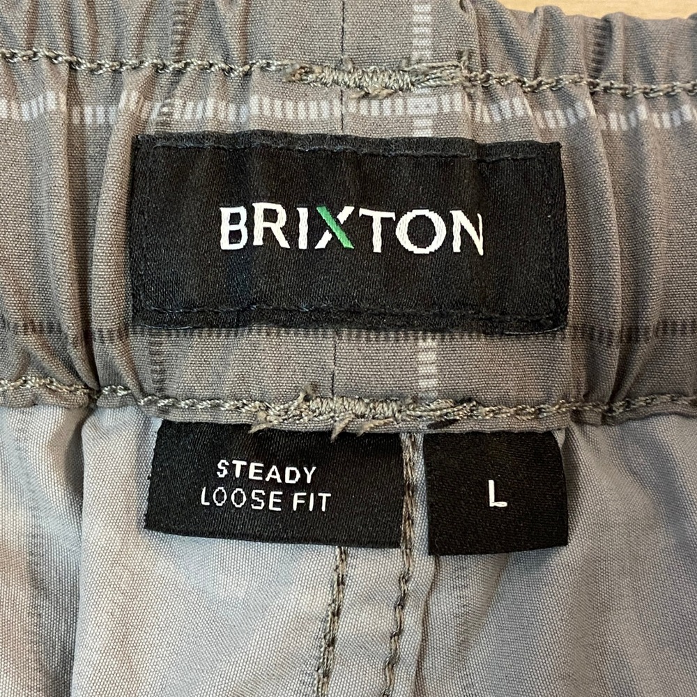 BRIXTON Steady Loose Fit Plaid Cargo Pants Mens Large Gray Nylon Blend Belted - Picture 3 of 9